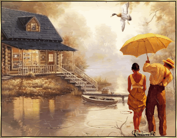 Pluie sur la maison du lac...