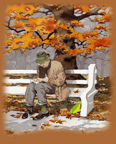 Un vieil homme sur un banc à l'Automne...
